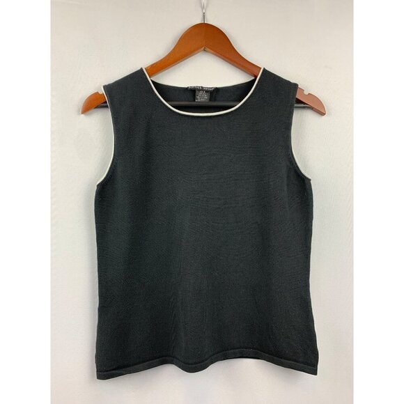 Nicole Studio Womens Silk Blend Sleeveless Top Size 8 Black & Cream - Picture 1 of 3